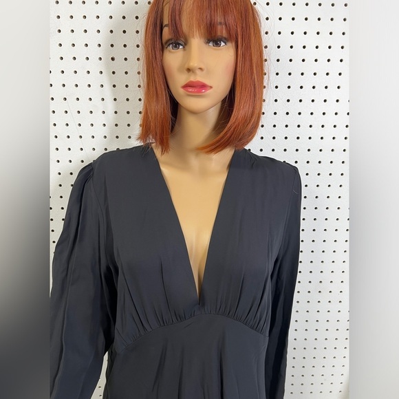 NWT ZARA Flowy Midi Dress Longsleeve XL Anthracite Grey - Picture 4 of 15